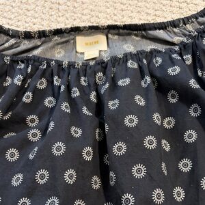 Maeve Midnight Blue Top with White Sunburst Design- Anthropologie